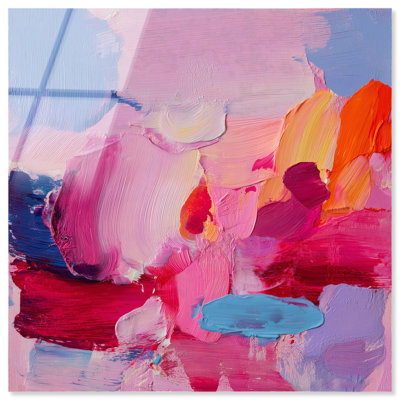 Energetic Swipe III Acrylic Print Pink Wall Decor by Art Remedy, Ready to Hang, 24 x 24