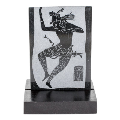 Maya Jaguar Dancer Jade Plaque Sculpture