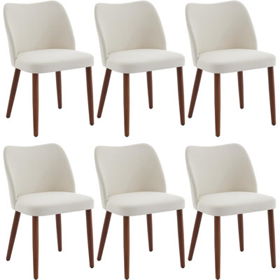 Dining Chair Set of 4, Linen Upholstered Dining Chair with Solid Wood Legs, Wing Backrest, Wooden Kitchen Chair