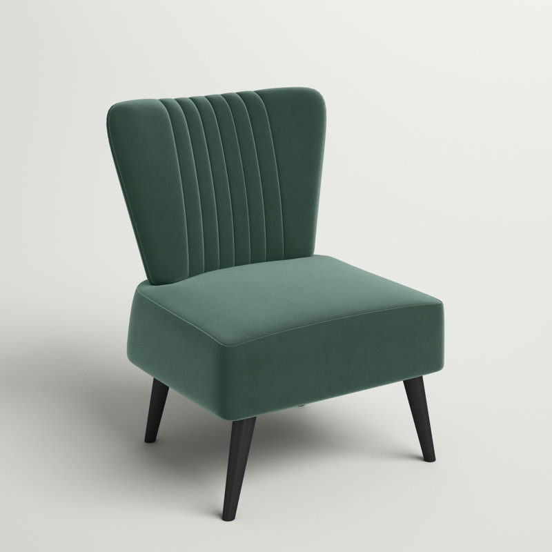 Collin Upholstered Slipper Chair, Hunter Green Velvet