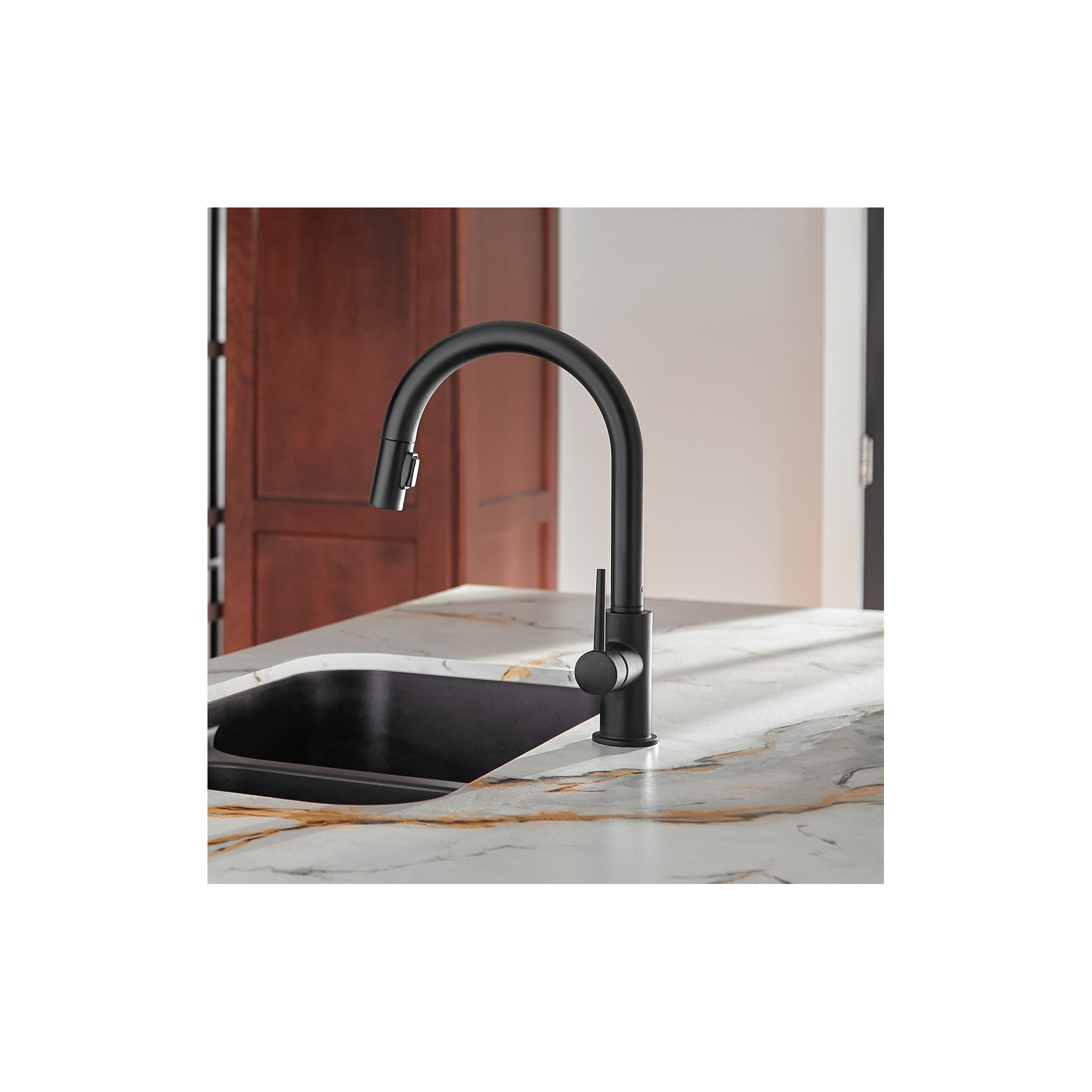 Trinsic Pull Down Sprayer Kitchen Sink Faucet, Single Handle Kitchen Faucet, Matte Black
