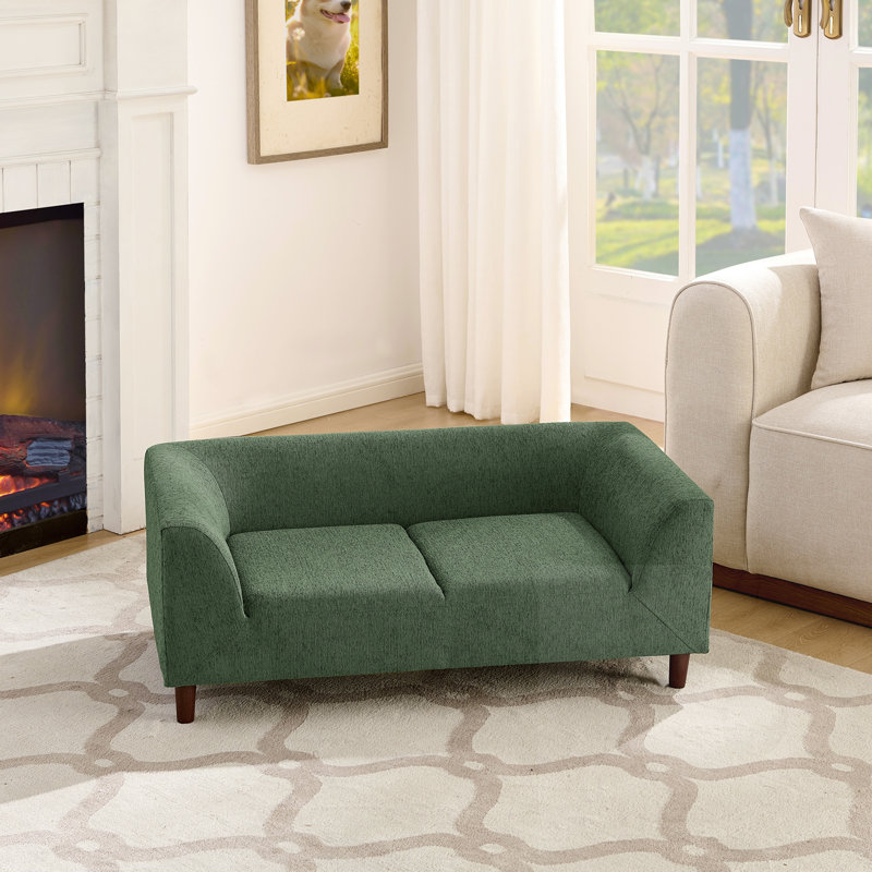 Pet Sofa With Backrest And Armrests, Olive Green