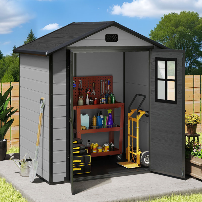 Balconera 6x4.4 FT Outdoor Resin Storage Shed, Gray