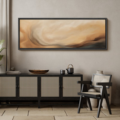 «Abstract Brown Strokes Relaxing Calm», impression sur toile encadrée surdimensionnée