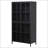 Premium Black Metal Storage Cabinet With Tempered Glass Doors-253939172