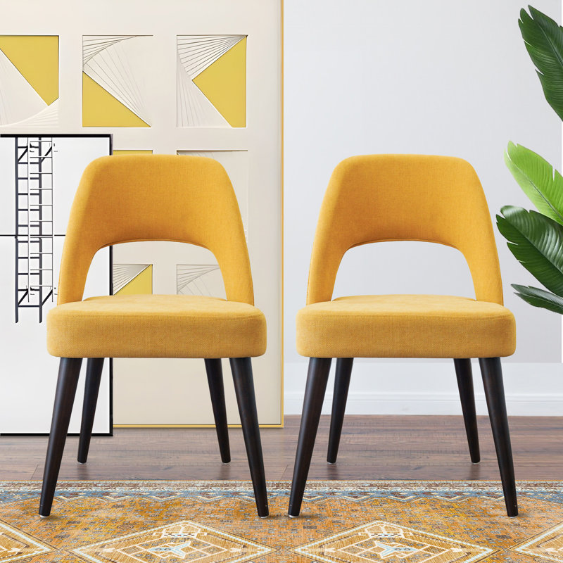 Chaise d'appoint rembourrée Argent, Jaune