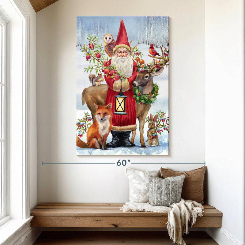 Lelend Winter Woodland Santa, 51" H x 34" W