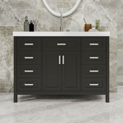 Meuble-lavabo en bois avec lavabo et tiroirs de rangement
