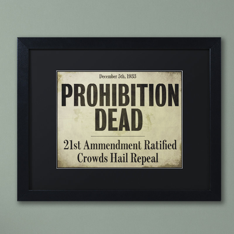 «Prohibition» par Jadaya, art textuel encadré, Noir, H 16 po x l 20 po x P 0,5 po, Toile avec cadre noir