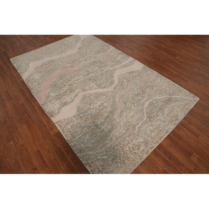 Tapis à motif abstrait terre moderne 5 x 8
