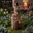44" Rustic Stacked Pot Outdoor Water Fountain with LED Light, Stone & Clay Texture Cascading Waterfall Resin Garden Decor for Patio & Backyard