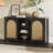 Transitional 58" 2-Door Sideboard With Arched Rattan Panels-1344021677
