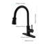 Robinet de cuisine extractible en noir mat, fabriqué en acier inoxydable, buse rotative à 360 ° pour un accès sans effort à l'eau, à la corrosion et à la rouille, poignée simple pour réguler le débit de sortie de l'acier, simple