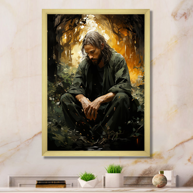Christianisme jardin de Gethsémani II - art mural sur toile Christianisme, H 20 po x l 12 po x P 1 po, Cadre photo doré