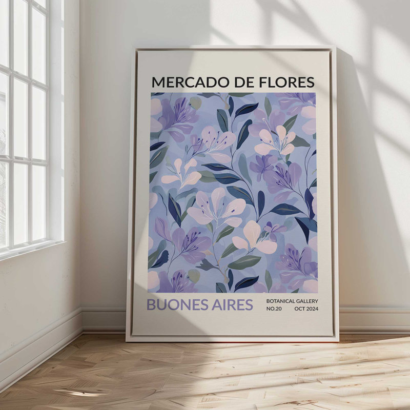 Impression sur toile, "Marché aux fleurs", H 36,75 po x l 24,75 po, Érable américain, Cadre flottant en chrome poli