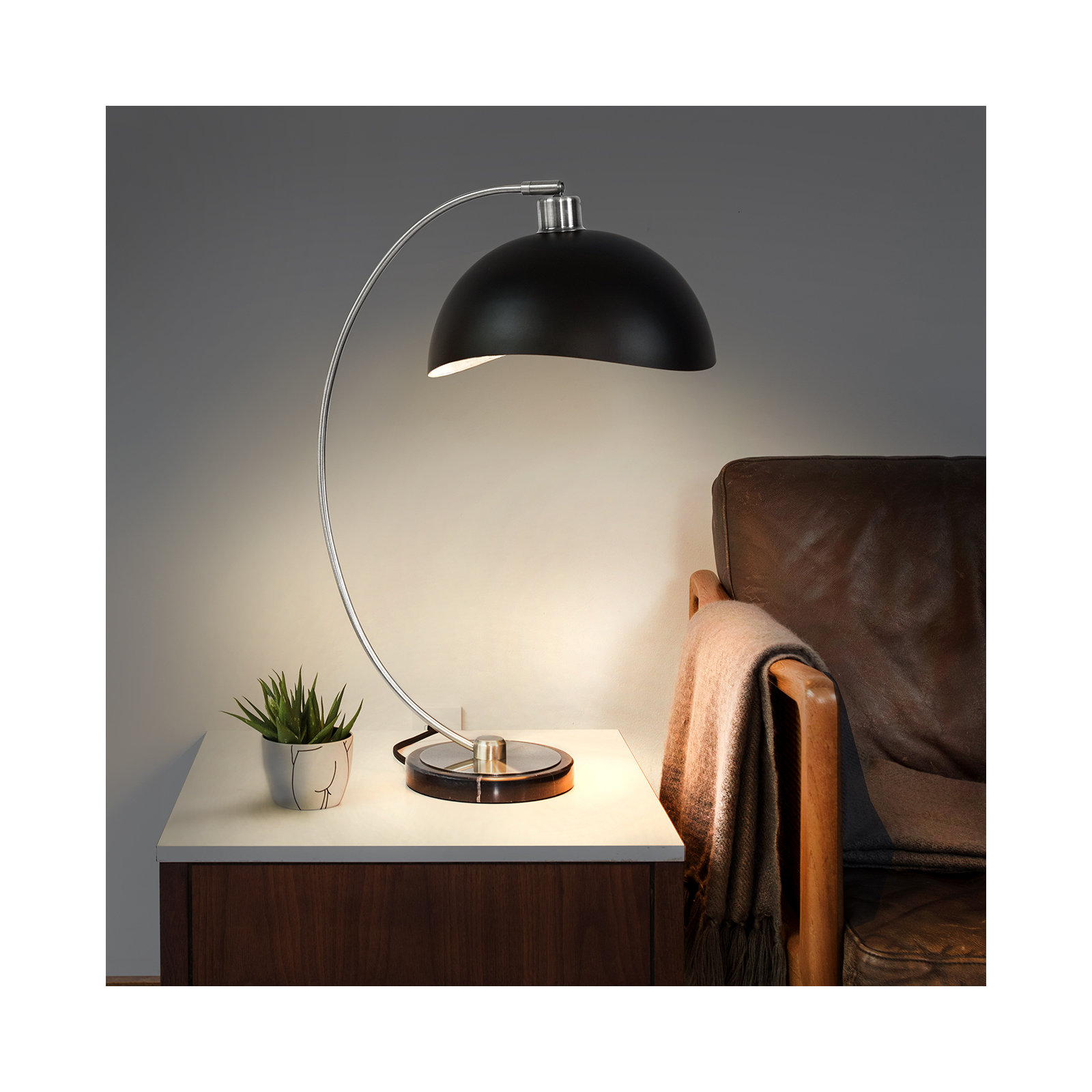 Luna Bella Bella 24" Dimmable Table Lamp, Matte Black, Black