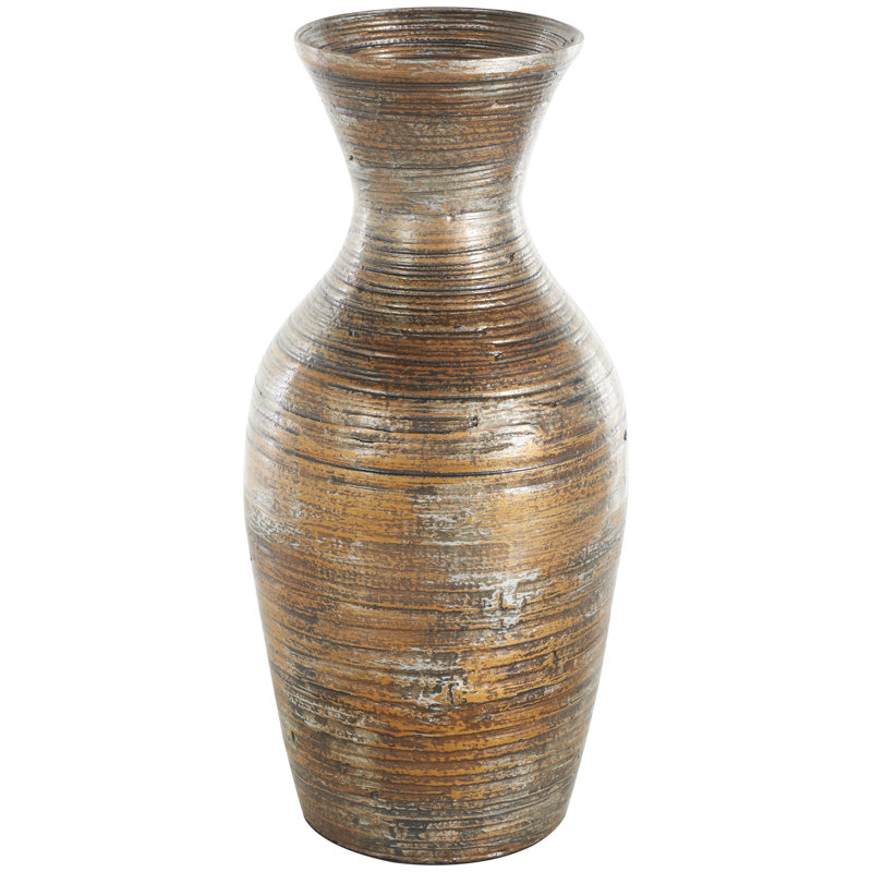 Vase décoratif en bois de bambou Kirthana, H 17,6 po x l 8,3 po x P 8,25 po