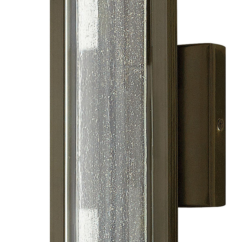 Mist 1 - Bulb Seeded Glass Outdoor Flush Wall Mount, 15.5" H x 4.75" W x 4" D, Bronze