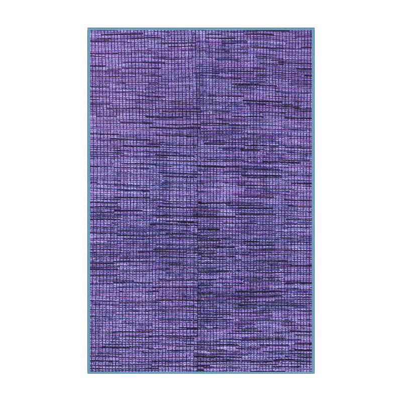 Tapis géométrique rectangulaire bleu / noir 3 pi x 5 pi fabriqué à la machine