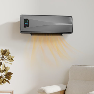 HOMCOM 220 Watt 6824 BTU Electric Wall Mounted Space Heater with Adjustable Thermostat and with Digital Display
