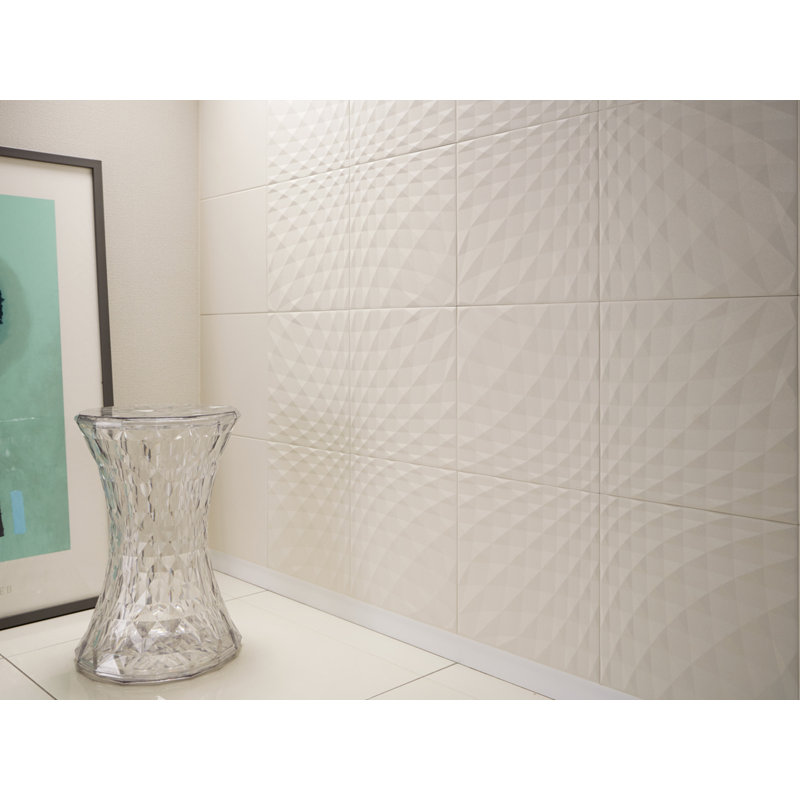 New Trance 12" x 12" Ceramic Embossed Wall Tile, Gray