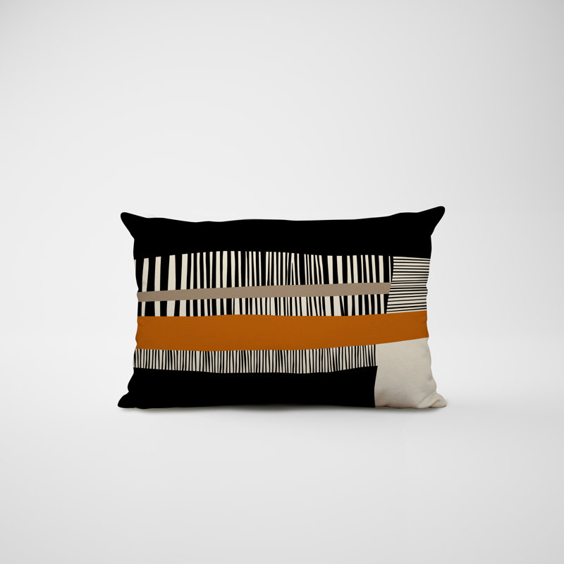 Chamu Polyester/Polyester Blend Lumbar Rectangular Indoor/Outdoor Pillow Cover & Insert, Orange, 14"H x 20"W