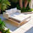 Modern Outdoor Daybed Patio Metal Daybed With Wood Topped Side Spaces For Drinks, 2 In 1 Padded Chaise Lounges For Poolside, Balcony, Deck, Gray