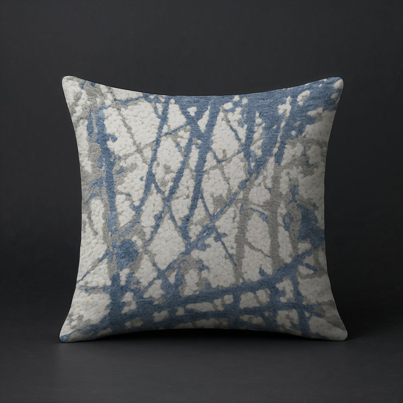 Coussin décoratif intérieur et extérieur Modern, Bleu / bleu abstrait, Carré 16 po