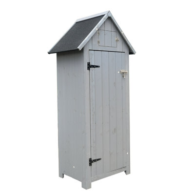 Wooden Garden Tool Shed With 2 Compartments, Outdoor Storage For Patio Furniture, 30.31 X 20.48 X 65.75 Inch Gray Organizer For Backyard, Lawn And Gardening Tools