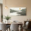 Tableau sur toile représentant une rivière sinueuse avec des quenouilles et un soleil jaune-986906879