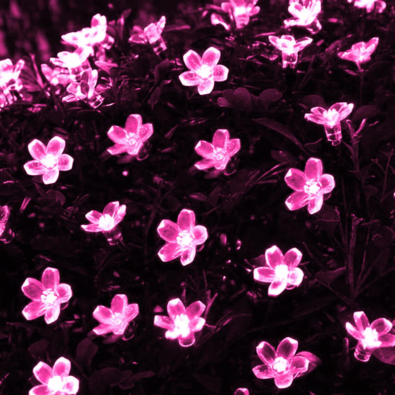 367.2' LED Solar Powered 50 - Bulb String Lights, Pink