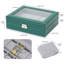TRIXES @Home 10-Slot Watch Storage Box | Green Vegan Leather with Perspex Lid | Grey Suede Lined