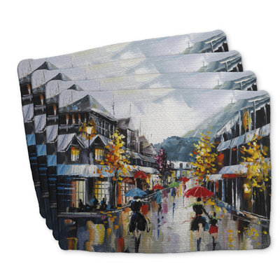 Braided Polyester Mindaugas Set of 4 - Fall Rainy Day Design