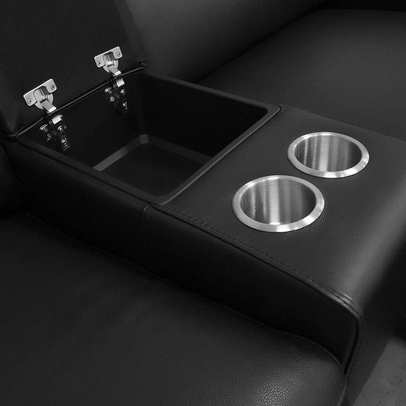 Canapé modulaire inclinable en cuir véritable de 153 po de largeur, Accoudoir à gauche (vu de face)
