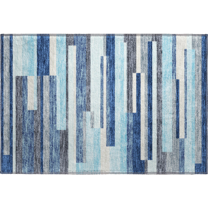Premium Machine Washable Prisco Blue Rug, Rectangle 1'8" x 2'6"