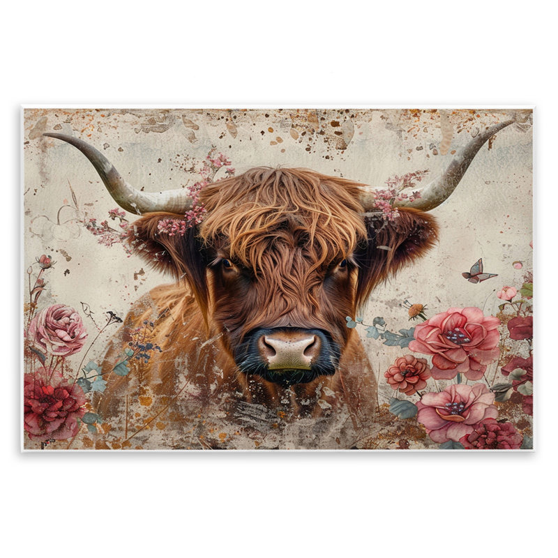  Art mural "Highland Cow in Spring" par LSR Design Studio, H 10 po x l 15 po