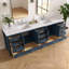 Meuble-lavabo double 84 po Aura avec plateau et dosseret en marbre d'ingénierie Aura-2014650751-2014650741