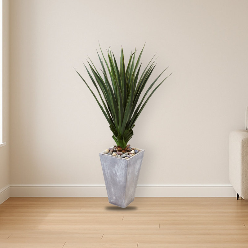 Spiked Agave Artificial Plant in Cement Planter