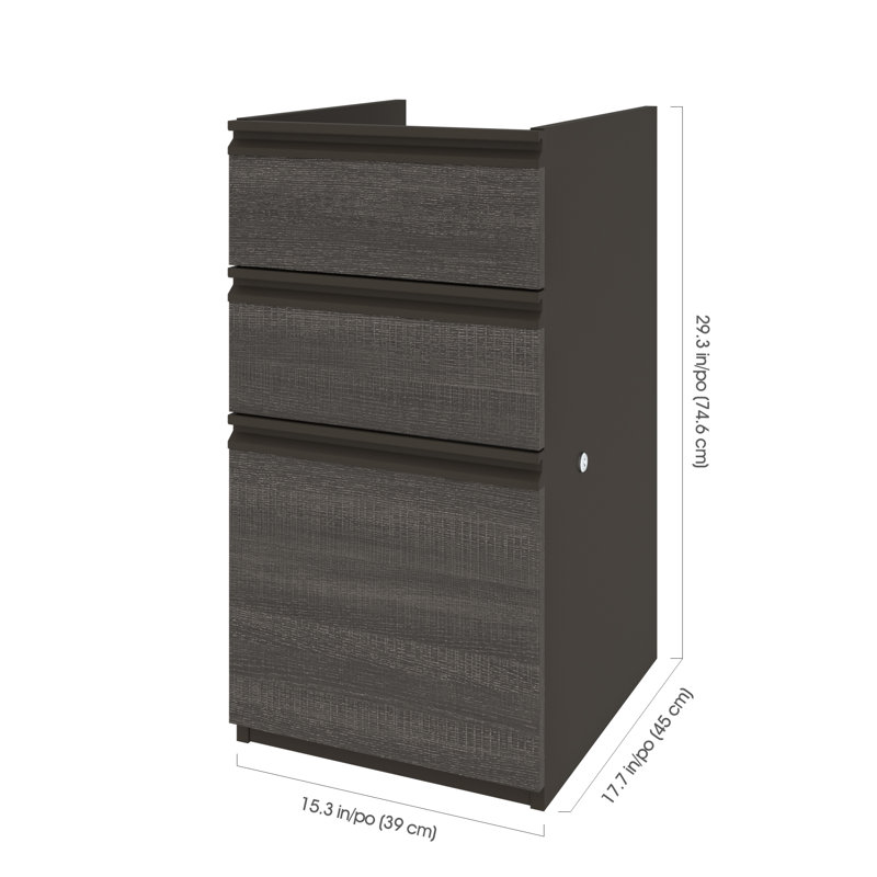 Piédestal de bureau H 29,4 po x l 15,4 po Oriano, Gris écorce / ardoise