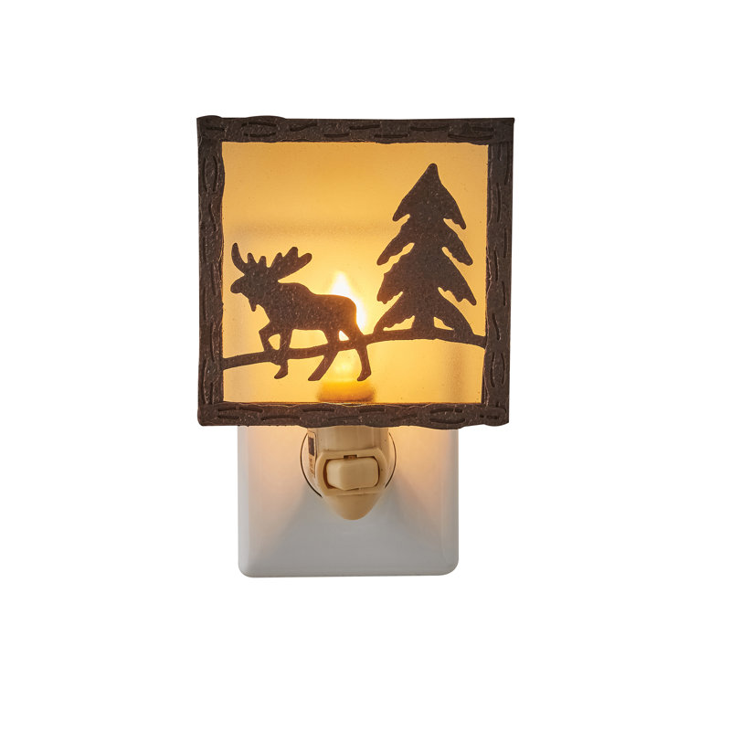 Rustic Moose and Pine Tree Lodge Style Night Light