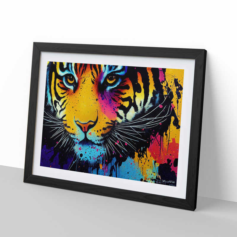 Tiger Splash Vol.5 Abstract - Single Picture Frame Print, 25cm H x 34cm W x 2cm D, Black Framed