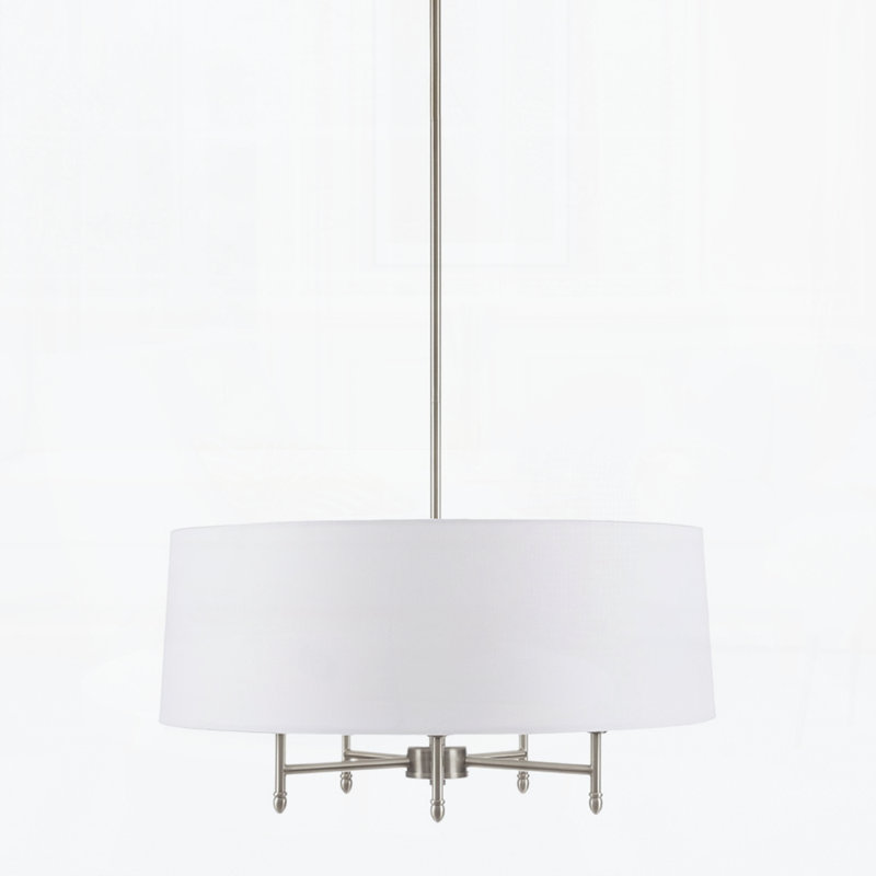5-Light White Drum Shade Chandelier