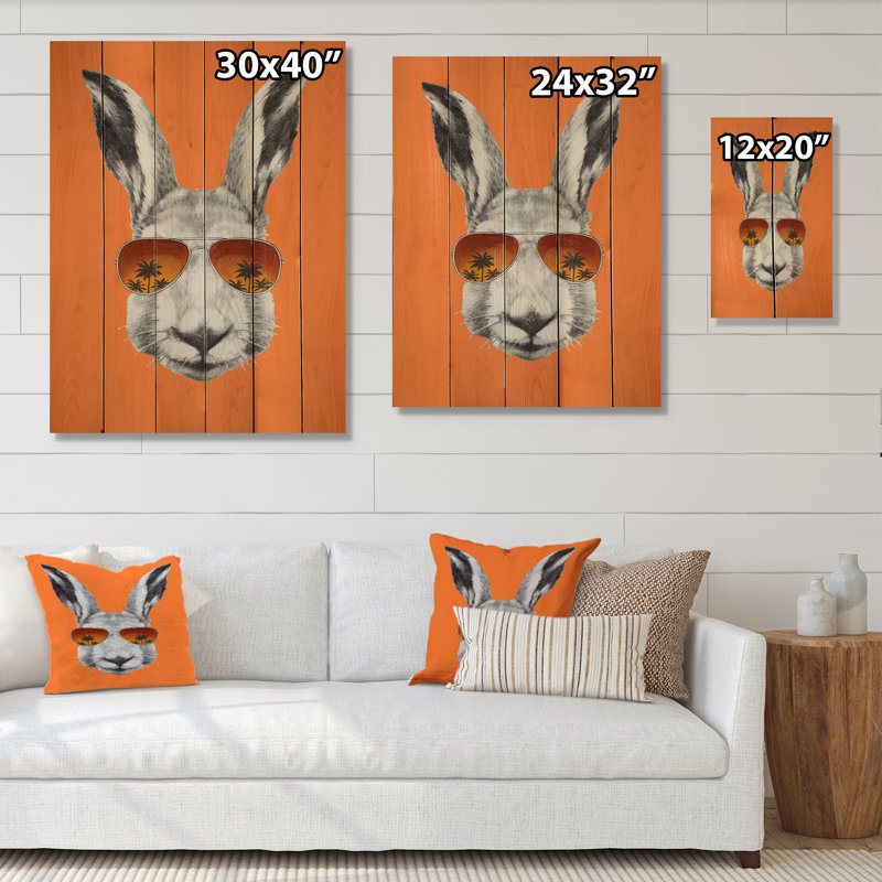 Funny Rabbit with Sunglasses Wrapped Canvas Art Print
