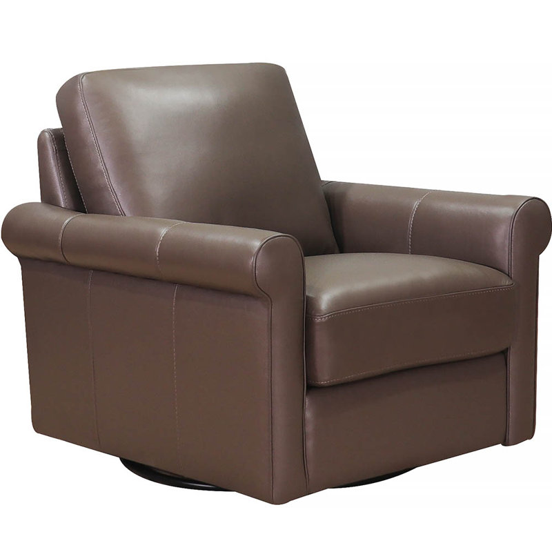 Fauteuil club pivotant rembourré Mayoworth, Cuir véritable brun Brookite Pirouette Brookfield