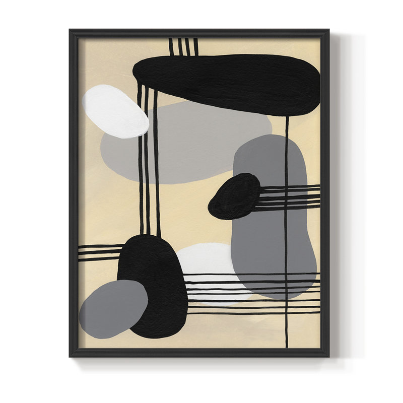 «Interconnected Shapes II», reproduction encadrée - bois massif, Noir, H 14 po x l 11 po