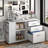 Ardeha 39" W 3-Tiers Wood Storage File Cabinet with 3 Drawers &3 Side Storage Shelve &Built-In Outlet-1125584190