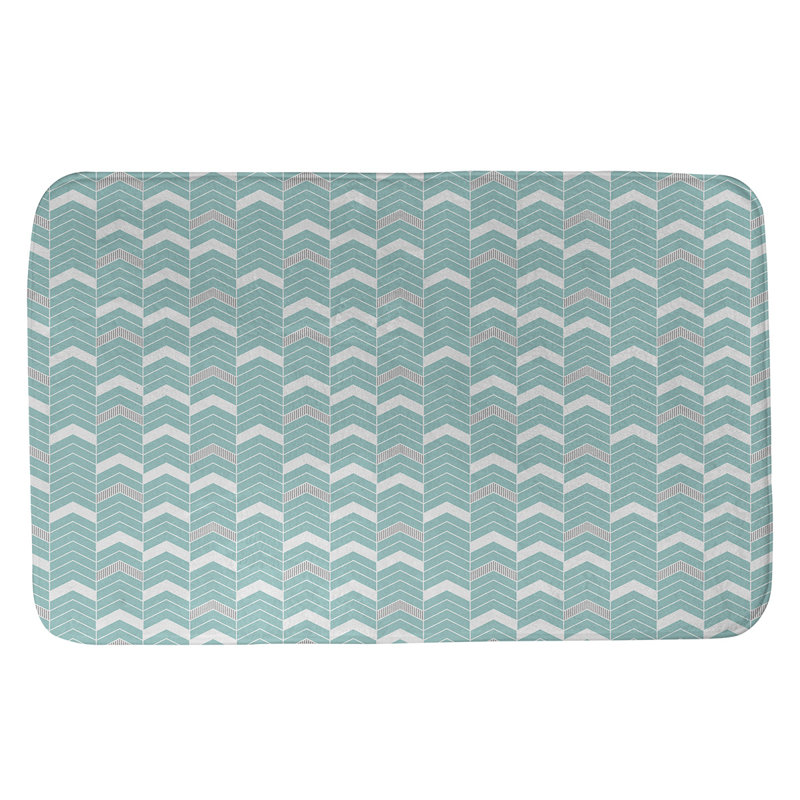 Stephenie Memory Foam Non-Slip Bath Rug, 17" W x 24" L, Teal/Grey