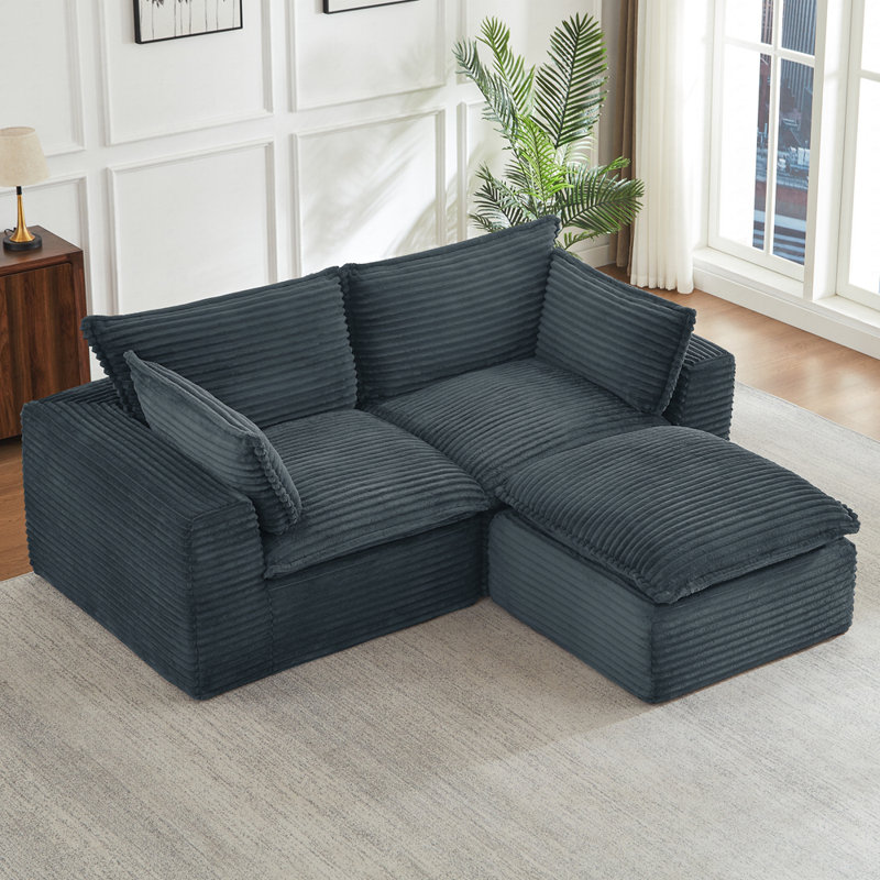Canapé avec repose-pieds Boneless, Gris foncé