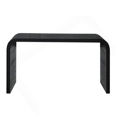 Black Wood Console Table, 59In Entryway Table, Curved Waterfall-Style Table,Console Table With Wood Beads,Entrance Table For Entryway, Hallway, Living Room, Foyer, Corridor, Office