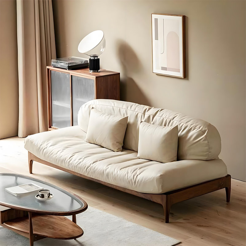 86.61"White Polyester Sofa